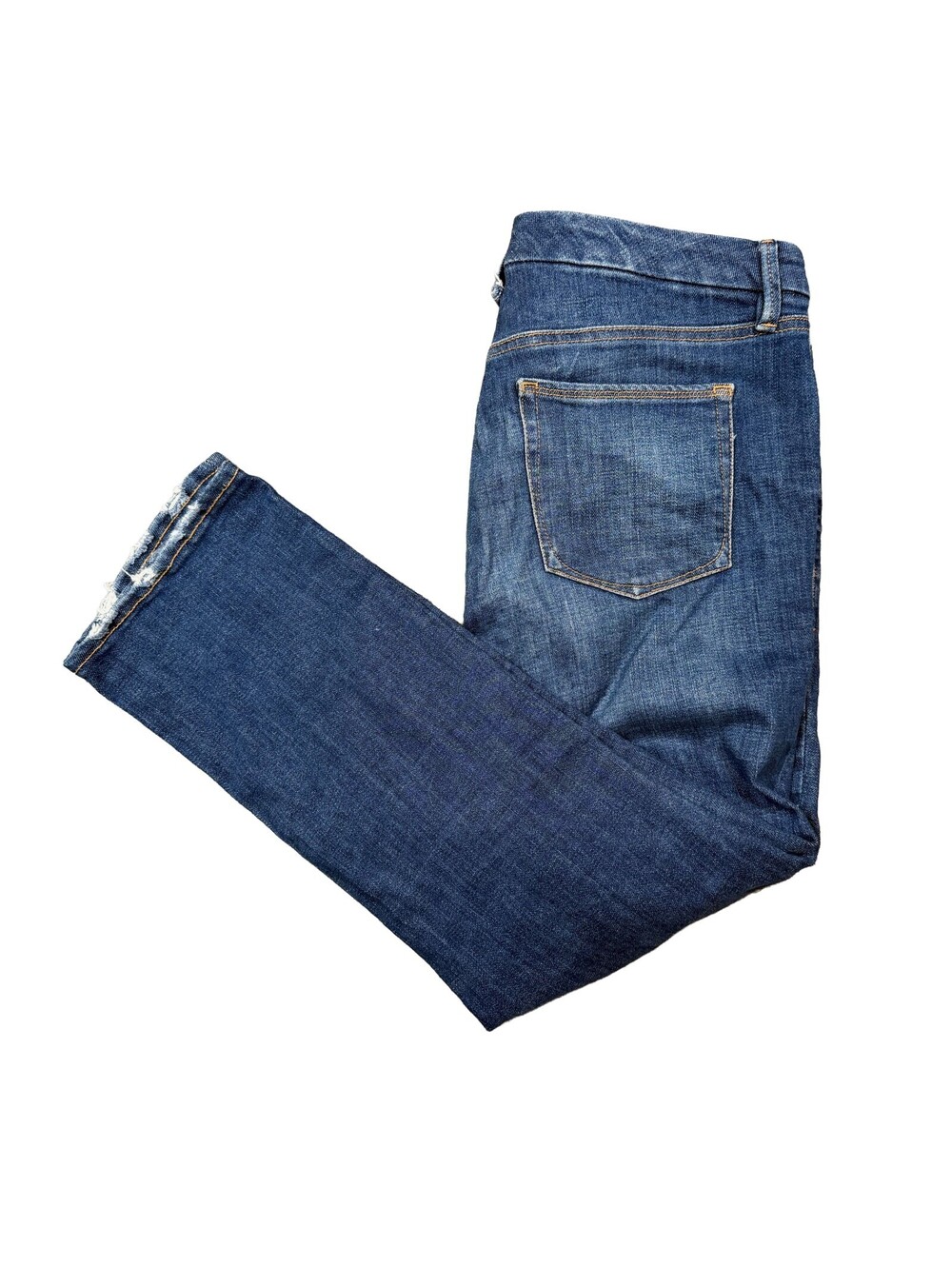 Good American Good Straight Jeans Womens 14/32 Blue Stretch Denim Distressed Hem